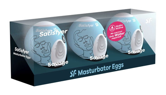 3 Pc Set Masturbator Egg - Savage - Blue SAT-9043484