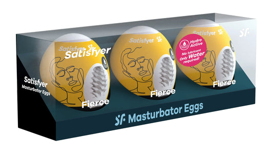 3 Pc Set Masturbator Egg - Fierce - Yellow SAT-9043460